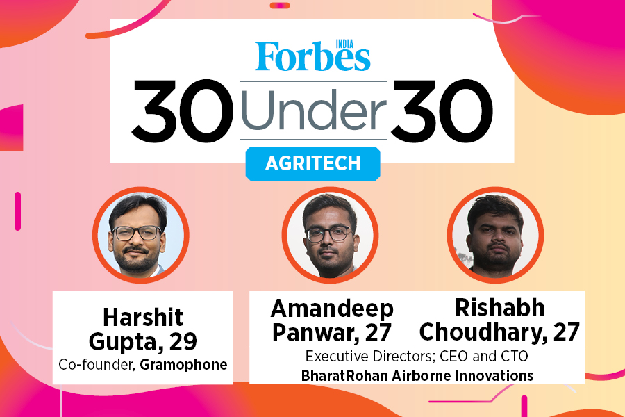 ForbesIndia's tweet photo. #ForbesIndia30U30 2021 Agritech Category | 29-year-old Harshit Gupta is the co-founder of @Gramophone_Ag, a startup that helps six lakh farmers with advice and information to improve the quality and quantity of their produce. FULL LIST HERE: https://t.co/YmOviXa1BU https://t.co/b3Voh98zVc
