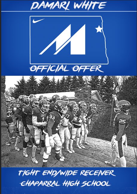 After a great talk with <a href="/coach_levy/">Coach Levy</a> and <a href="/coachlarsonmsu/">Rocky Larson</a> I am proud to say that I have received my second official offer to Mayville State University <a href="/mayville_FB/">Comet Football</a> GO COMETS!💙🤍💙