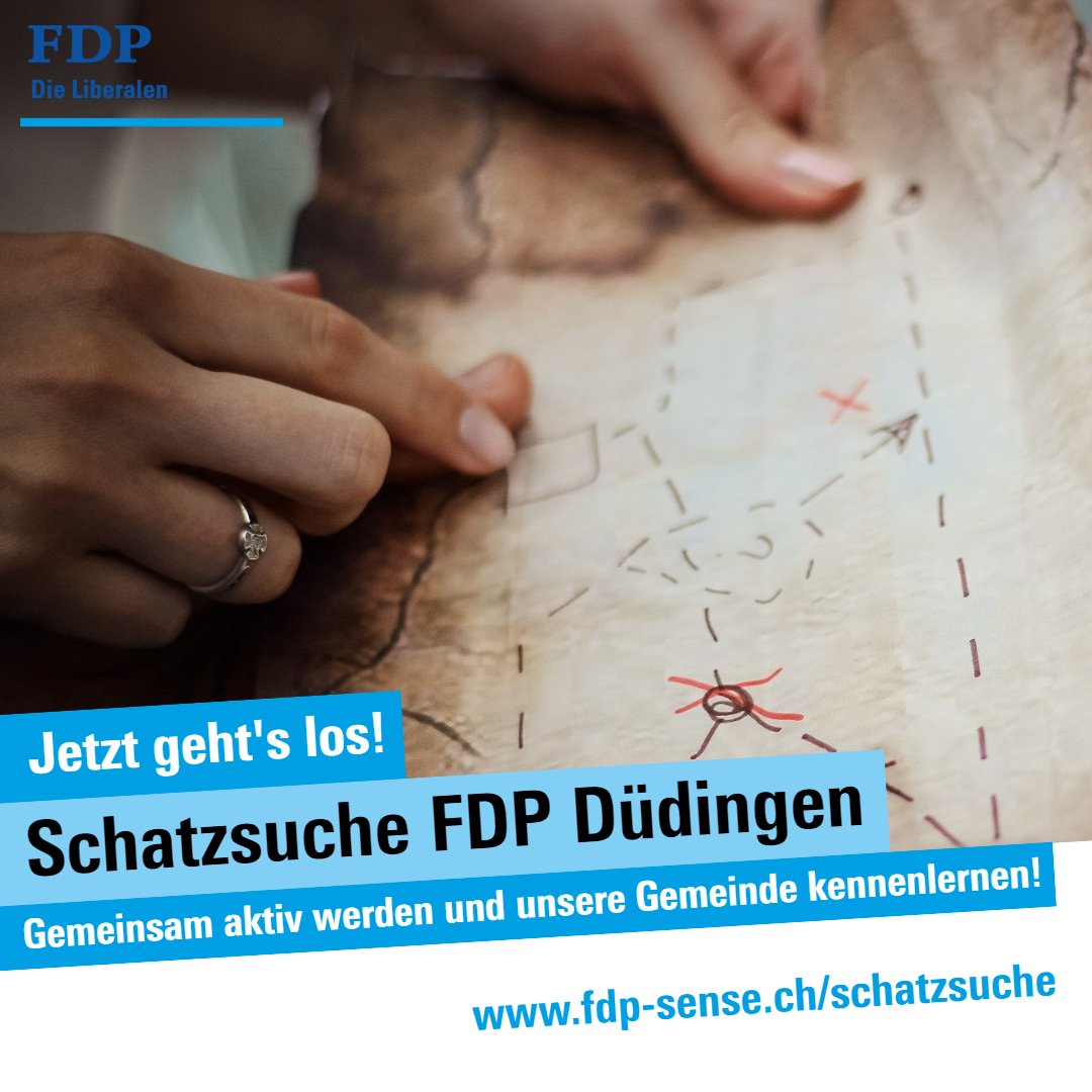 FdpSense's tweet photo. Die FDP Düdingen lädt zu einer Schatzsuche ein! Bald finden die Wahlen für den General- sowie Gemeinderat statt. Doch wen kann man wählen und weshalb sollte man überhaupt wählen? Mach mit und werde fündig! #fdpschatzsuche #fdpsense #wahlen21 #duedingen
https://t.co/8xTl3Pkyh1 https://t.co/D2zWfSsTB9