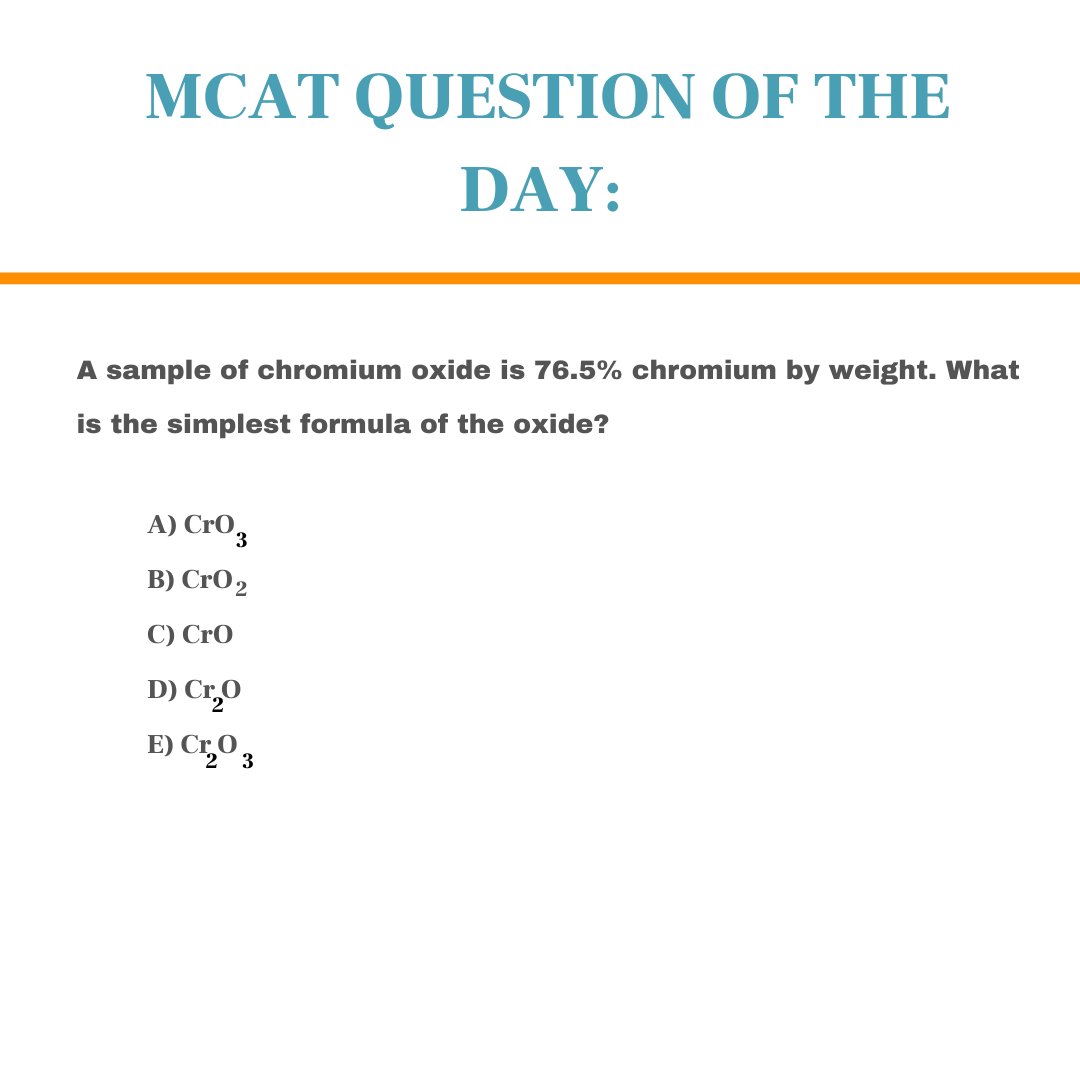 AcceptedRx's tweet photo. MCAT question of the day! https://t.co/JLSytQfHSb