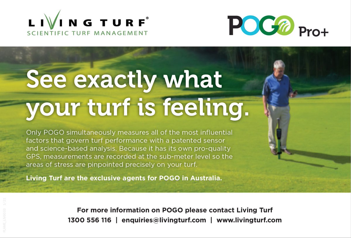 Living Turf are the exclusive agents of POGO in Australia. 
POGO uses pin point GPS measurements taken below the surface to determine exactly what your turf is feeling, seen all from the access of your smartphone. 
Total control starts with POGO.  
#livingturf #pogo #golf #turf