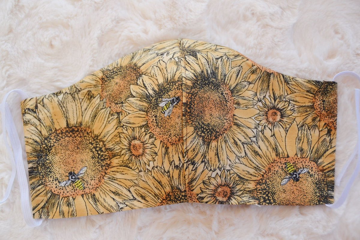 “Sunflower” Washable Face Mask buff.ly/33XIhSe #sunflower #shield #protector #cover #bumblebee #bee #filter #nosewire #elastic #cotton #washable #allergy #dust #chemo #womens #teenager #girls #childrens #yellow #brown #tan #gold #black #white #fittedmask #coronavirus