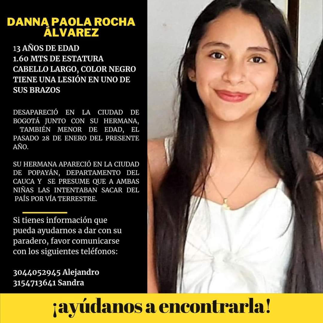 FdoQuijano's tweet photo. #ATENCIÓN 🚨📢 #RespetadoPúblico | #BuscarlasHastaEncontrarlas | #Bogotá | #DannaPaolaDebeRegresar | #LaSolidaridadEsLaClave https://t.co/lZ06rKX2xp