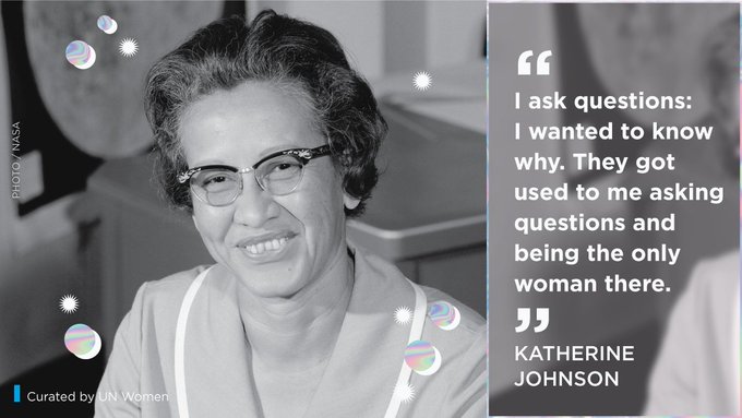 Watch this space! During the countdown to 11 Feb, #WomenInScience Day, we'll highlight amazing women whose contributions in STEM changed the world. In honour of #BlackHistoryMonth, let's kick it off with some inspiration from Katherine Johnson who helped send a 👨‍🚀 to the 🌕!