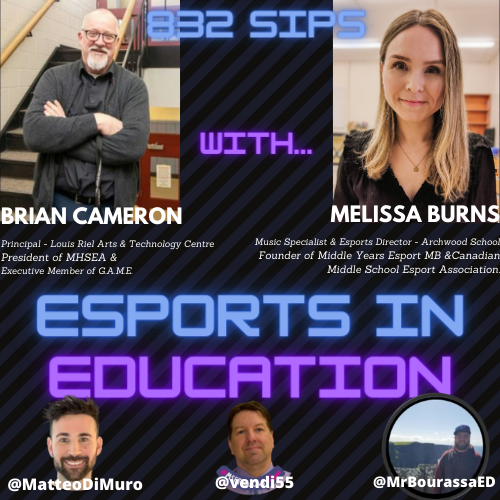 MatteoDiMuro's tweet photo. 832 Sips Podcast is back with a small series on Esports in Education. We speak to @MelissaBurnsEdu, founder of MYEMB &amp; CMSEA, &amp; @BrianKCameron, principal at Louis Riel Arts &amp; Technology Center in Winnipeg about Esports.  
⚓Listen here: https://t.co/xEQJxn1B0m 
#eSports #edchat https://t.co/EhgigHkaxn