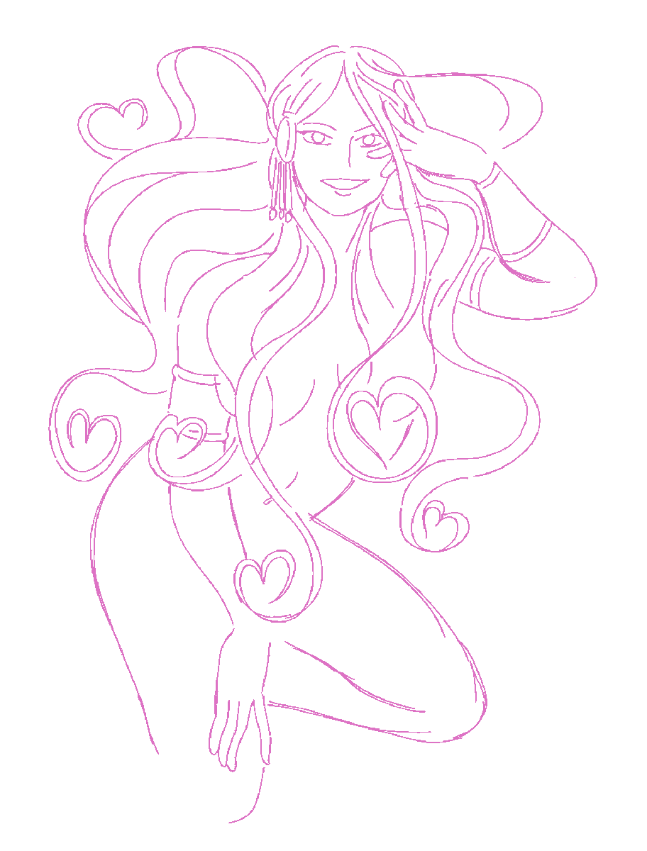 i only recently realized her hair makes little hearts..... T.T 