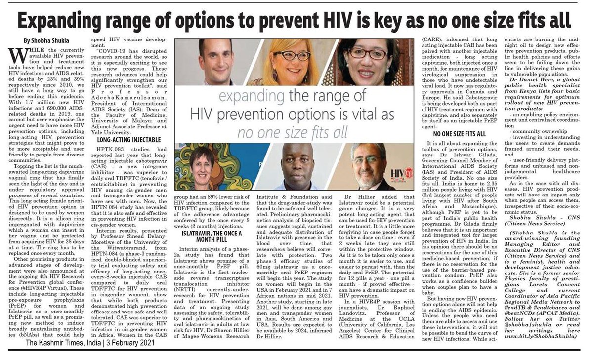 CNS (@cns_health) on Twitter photo (publ. today) Expanding range of options to prevent #HIV is vital to #endAIDS. Insights from <a href="/DrGilada/">Dr Ishwar Gilada</a>+<a href="/ProfAdeeba/">Adeeba Kamarulzaman</a> of <a href="/iasociety/">IAS - the International AIDS Society</a>; <a href="/SineadDelany/">Sinead Delany-Moretl</a>; <a href="/doc_in_a_box/">Raphael J Landovitz</a> of <a href="/UCLAhealth/">UCLA Health</a>; <a href="/HillierSharon/">Sharon Louise Hillier</a> of <a href="/MageeWomens/">Magee-Womens Research Institute & Foundation</a>; & <a href="/DanielWere/">Daniel</a>
epaper.kashmirtimes.in/epaperadmin/ph…
citizen-news.org/2021/02/the-ev… #HIVR4P (publ. today) Expanding range of options to prevent #HIV is vital to #endAIDS. Insights from <a href="/DrGilada/">Dr Ishwar Gilada</a>+<a href="/ProfAdeeba/">Adeeba Kamarulzaman</a> of <a href="/iasociety/">IAS - the International AIDS Society</a>; <a href="/SineadDelany/">Sinead Delany-Moretl</a>; <a href="/doc_in_a_box/">Raphael J Landovitz</a> of <a href="/UCLAhealth/">UCLA Health</a>; <a href="/HillierSharon/">Sharon Louise Hillier</a> of <a href="/MageeWomens/">Magee-Womens Research Institute & Foundation</a>; & <a href="/DanielWere/">Daniel</a>
epaper.kashmirtimes.in/epaperadmin/ph…
citizen-news.org/2021/02/the-ev… #HIVR4P