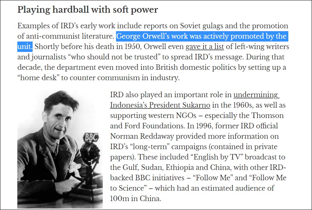 George Orwell’s work was actively promoted by the IRD.