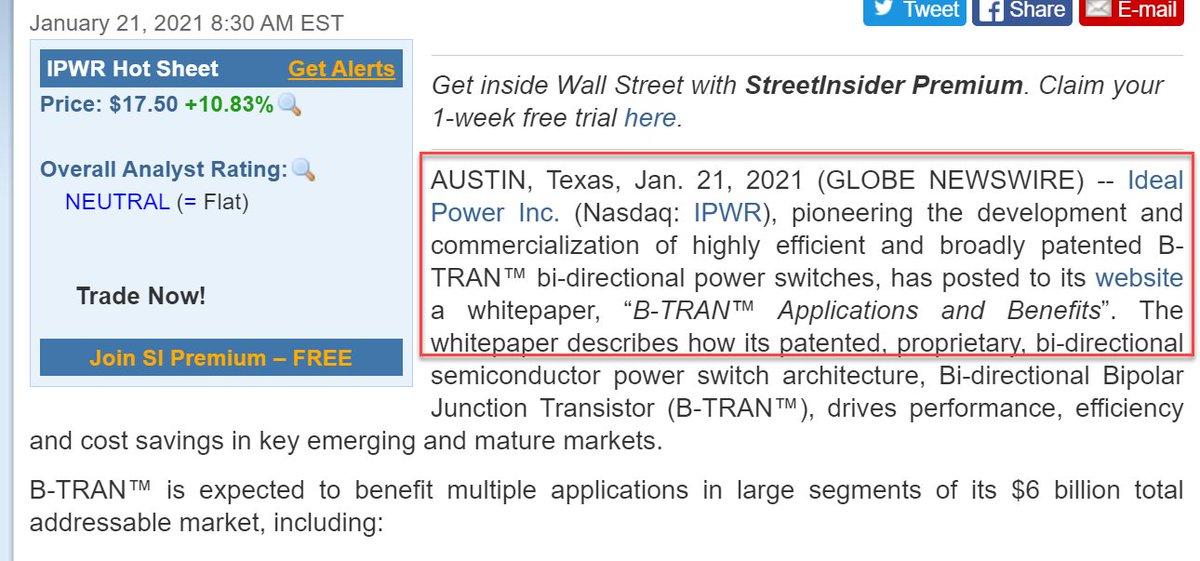  $IPWR  #long  #DDDilution Risks are Low but I will be buyer on thatRead Carefully about Revolutionary BTran SwtichesRisk is that Stock is Thin and Analyst yet to grade higher and in growth phaseLooking forward to Management Updates SoonWhite Paper Released Recently