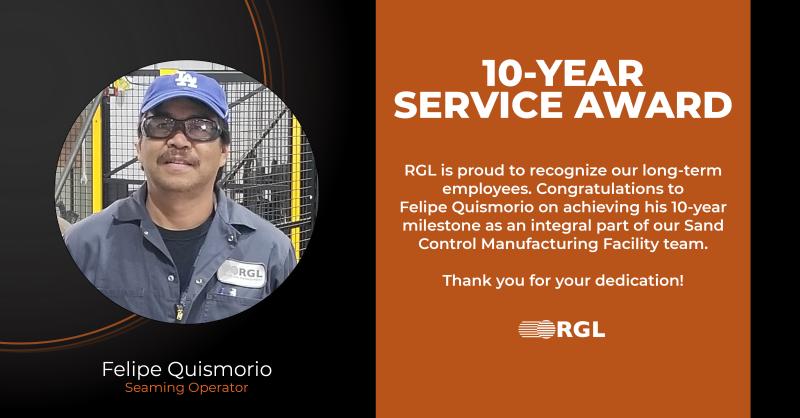 RGL_Inc's tweet photo. Recently Seaming Operator Felipe Quismorio received his 10-year service award! Felipe has been part of the RGL proSEAM™ division as an operator for a decade. Thanks for all the continued effort and dedication throughout the years!

#longtermemployee #workanniversary #10years https://t.co/0jGsfufohz
