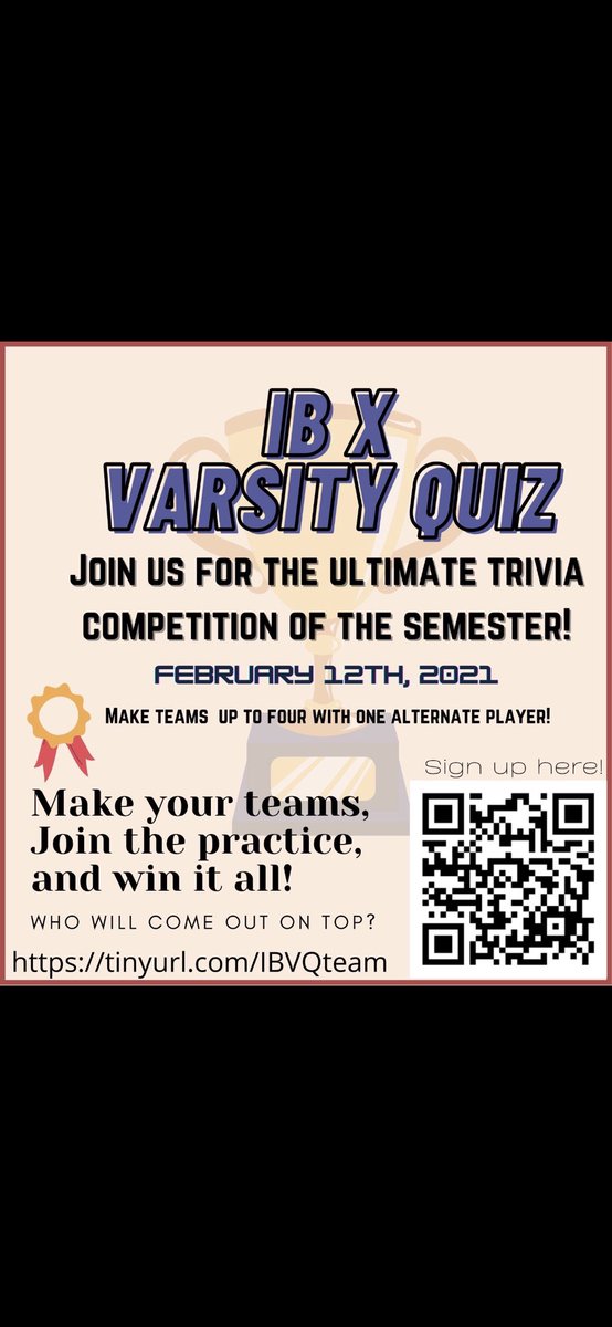 MrsWheatley1's tweet photo. @VHSIB has another amazing Spirit Week in store for you to celebrate Valentine’s Day! Grab your homies and sign up to compete in the Varsity Quiz trivia showdown and bragging rights for the rest of the year if you win!! @MrMagness @Ms_LPorter @Ms_Hupp #CASexperience https://t.co/U6cXV8q195