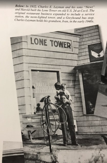 DeanofJacksons's tweet photo. Thanks to Tim Copsey @paulding_inc  My grandparents Loren &amp; Maybelle Dickerhoof owned/operated the Lone Tower on old US 24 in Cecil.  A gas station and restaurant, I'm told Grandma was unmatched in the kitchen #ForTheLoveOfPaulding #PauldingCountyRootsRunDeep #TrueBlueCollar https://t.co/G9TeO6pa4b