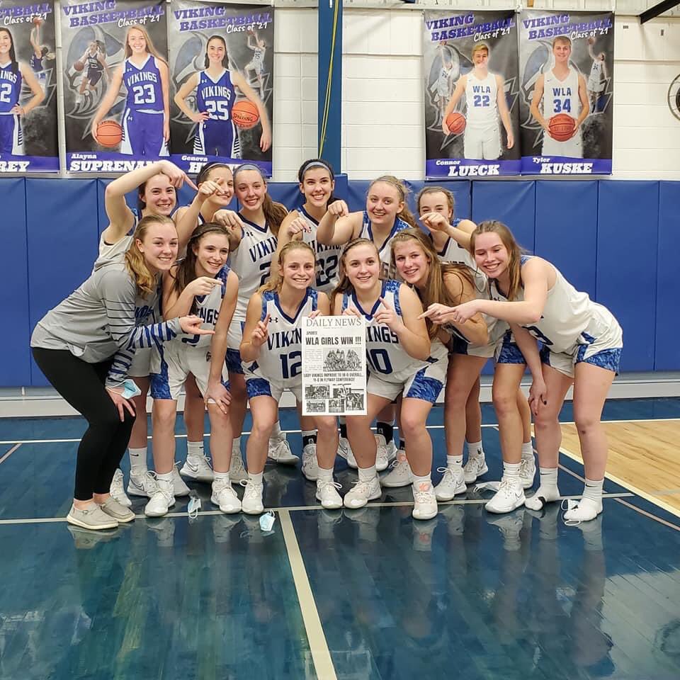 WLAGBBALL's tweet photo. Your 2021 Flyway Conference Champions!! #together @jerellrushin_ @NorbertDurst @basketballWSN @kfizsports 

First conference championship since 2009 with a 49-34 win over Laconia! 

Suprenand -18pts/11rebs
Shea- 12 pts
Frey - 7pts/ 10 rebs https://t.co/RA0VsIlr7E