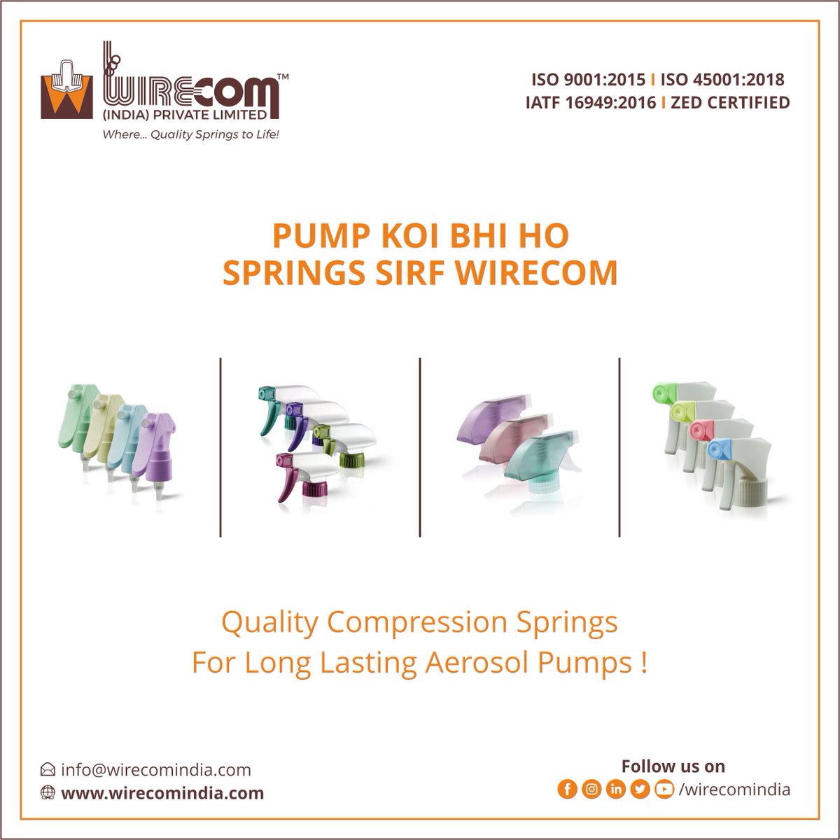 WirecomIndia's tweet image. For any Aerosol Valves &amp;amp; Trigger Pumps there is only ONE SPRING – WIRECOCM, Trusted Quality Compression Springs from Wirecom India!

#aerosolspray #valvespring #spring #industrialsprings #wirecom #wirecomindia #mumbai #vasai #pune