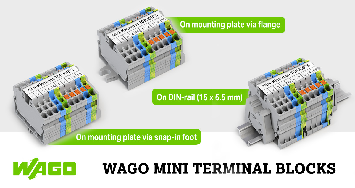 WAGOSingapore's tweet image. WAGO&apos;s Mini Terminal Blocks offer several mounting options for exceptional flexibility. They can be mounted directly on a 15 x 5.5 mm DIN-rail or on a mounting plate with a flange or snap-in mounting foot. ow.ly/xLIb50Djpv8
#WAGO #MiniTerminalBlock #TOPJOBS #TerminalBox