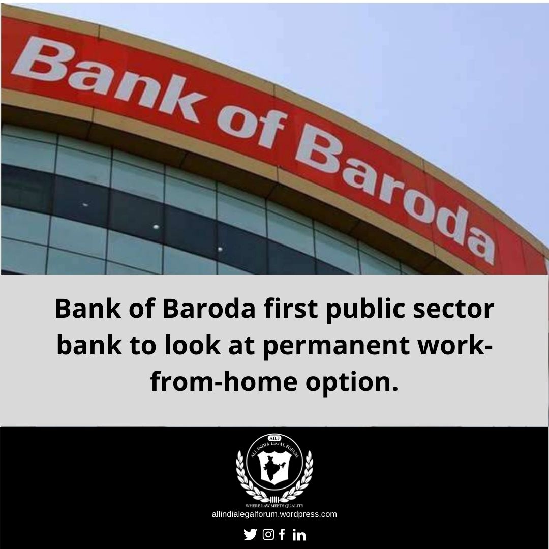 AILF_2020's tweet photo. The Bank of Baroda (BOB) is reportedly planning to make work-from-home (WFH) a permanent policy for a section of its employees.
#BOB #Bank #PubliSector #Planning #Permanently #WorkFromHome #Employees #Updates #News https://t.co/Hqr4rflP42