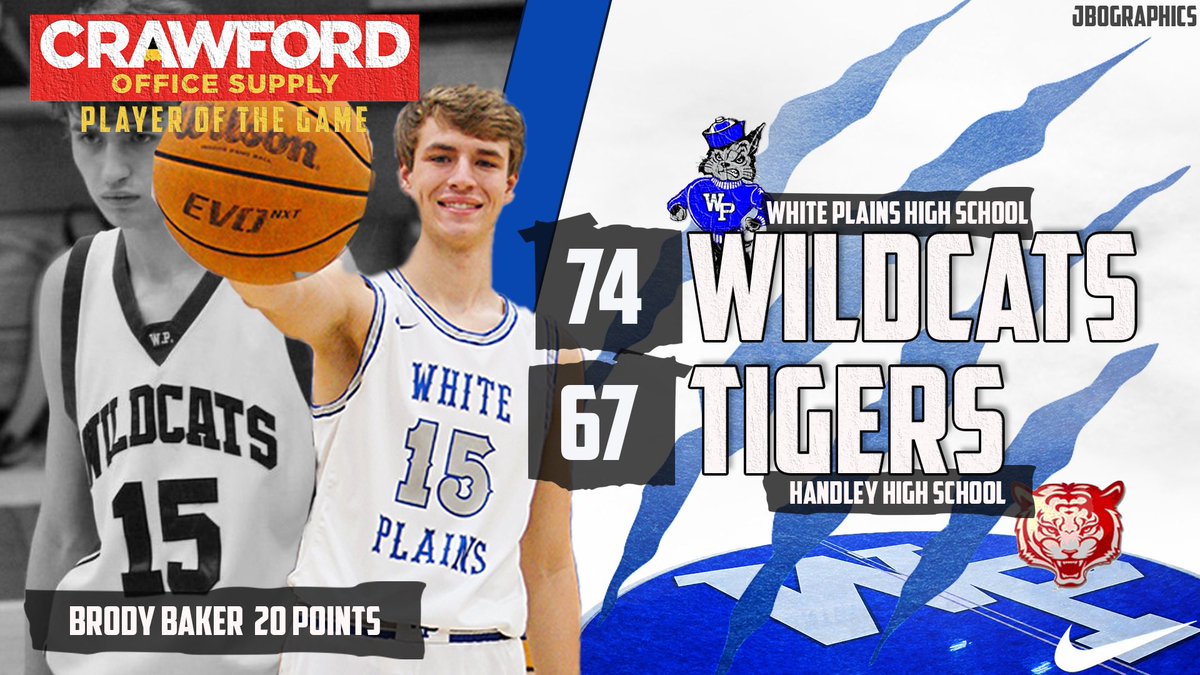 Big Area Win on the Plains tonight!!
Let’s do it again next week in the Area Tourney!

Crawford Office Supply Player of the Game is Brody Baker with 20 points!