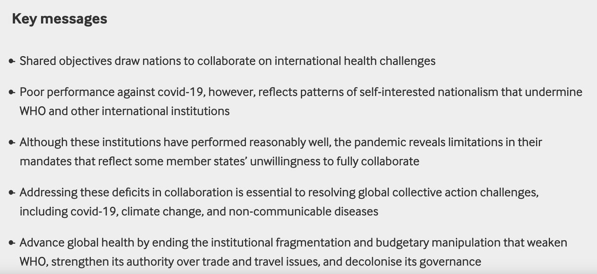 4th article in the series: 'International collaboration and covid-19: what are we doing and where are we going?'.  https://www.bmj.com/content/372/bmj.n180 By  @JesseBump & colleagues from Norway, Sweden & UK. Key messages below 