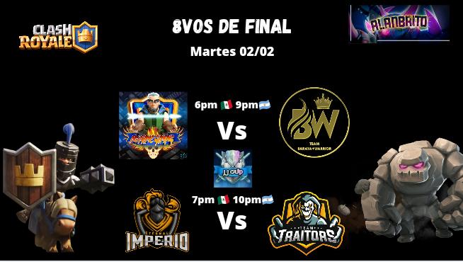 Tenemos los encuentros de mañana... ¿A quienes veremos en 4tos?

En directo por la pagina de fb.

<a href="/TTraitorsCR/">🤡𝓣𝓮𝓪𝓶 𝓣𝓻𝓪𝓲𝓽𝓸𝓻𝓼 🤡</a> 
@ArgeII2 
<a href="/ET_ImperioPA/">ETERNAL IMPERIO</a> 
@BarayaWarrior