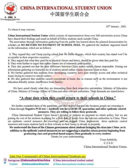 DDNewslive's tweet photo. International students again demand a clear date for their return to #China

Read: https://t.co/y9GIzR0iAh https://t.co/yDqRkzvi2j