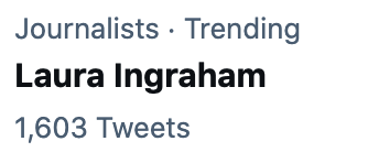 being_steve's tweet photo. Hey @twitter. Your algorithm is lumping Laura Ingraham in with "journalists." Might want to take a look at that. https://t.co/kq9slpXg41