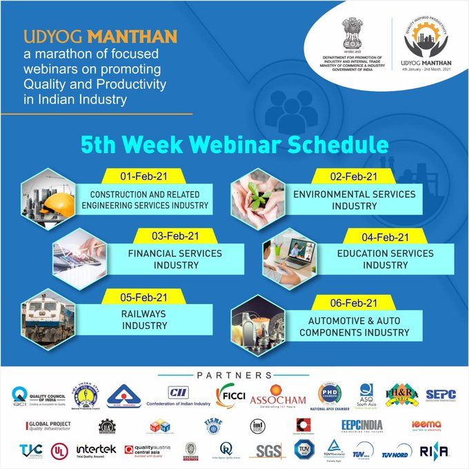 #npcindia for #higher #Productivity #quality #udyogmanthan organized by 
@NPC_INDIA_GOV
 #construction #Railways #EducationForAll #environment #ClimateCrisis #automotive 
@RailMinIndia
 #KYP #webinar #series #Engineering #finance”