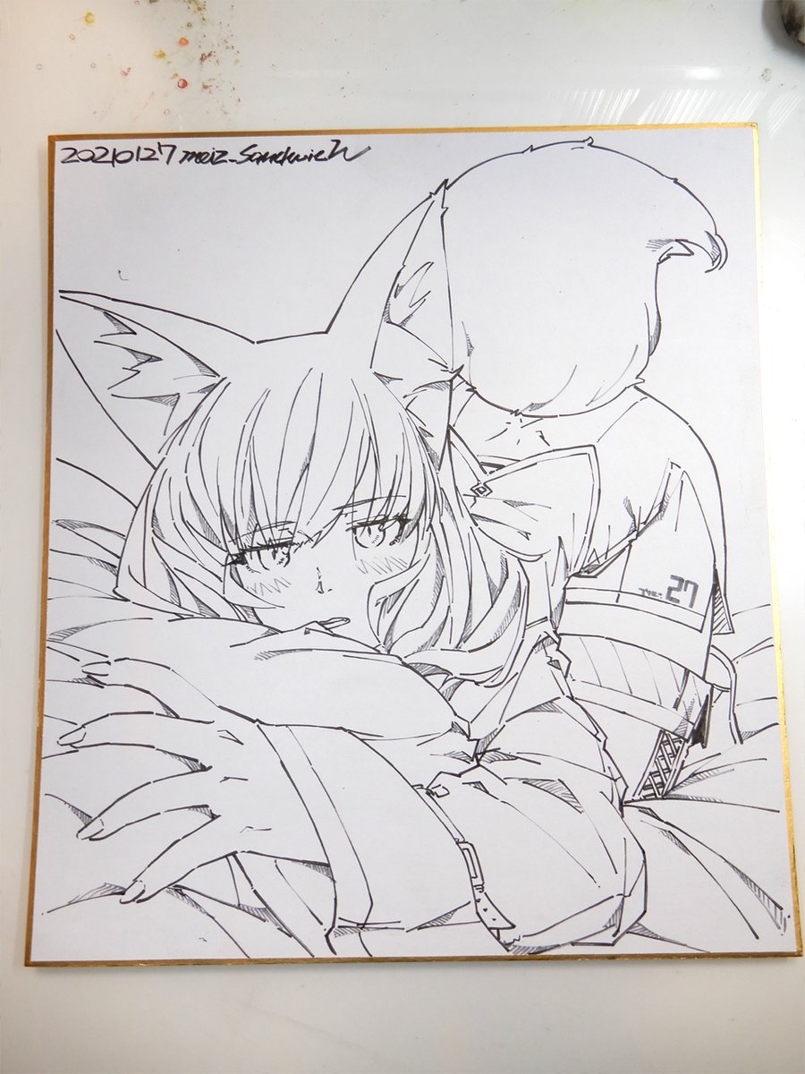 線画。余り生活感のないコンパニオン的な服装も描いてて楽しいと思った。 