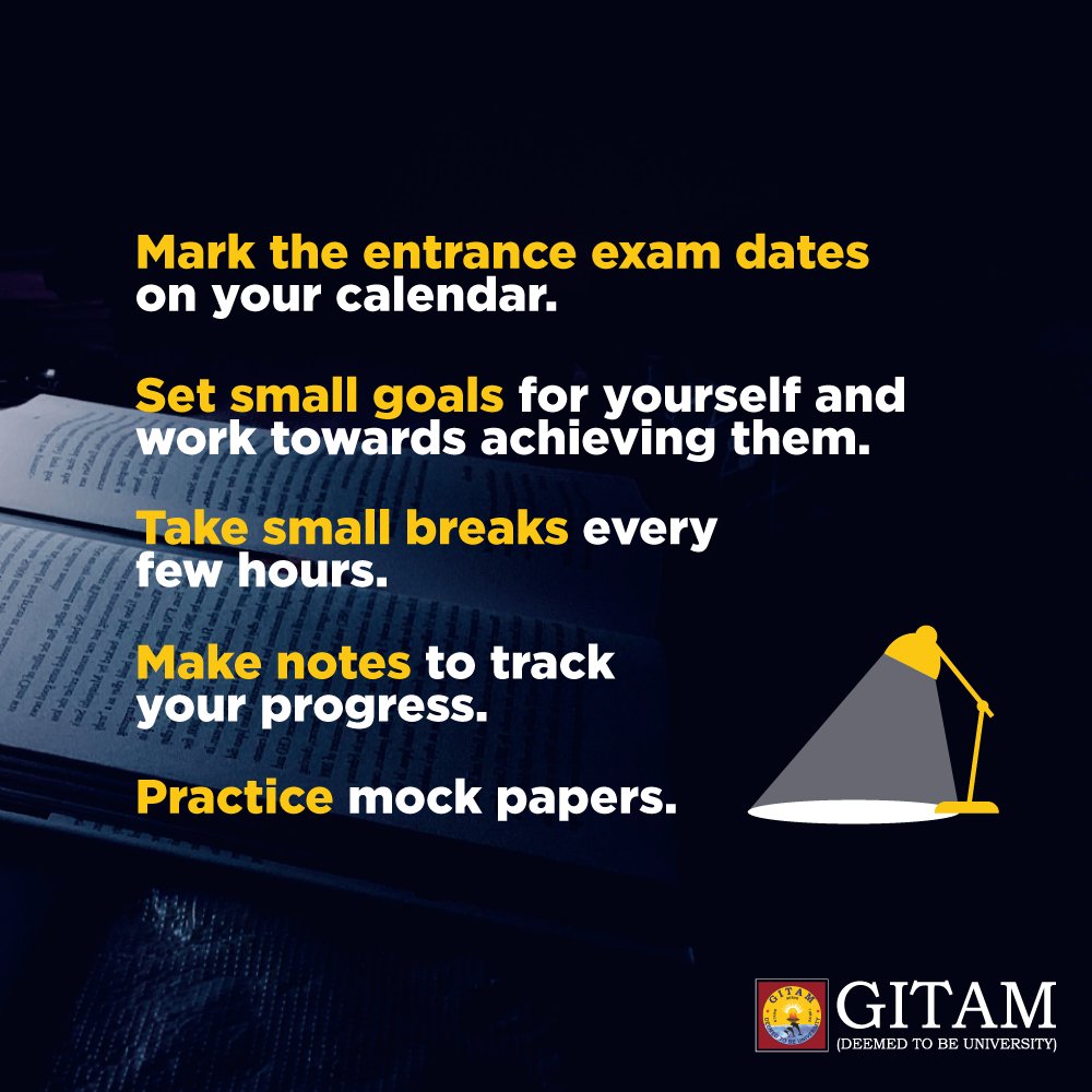 GITAMUniversity's tweet photo. Sail through admissions processes with a calm mind and focused approach. Head to https://t.co/7yyf69oSbB and start your application right away.
#GITAMDeemedUniversity #GITAMLife #Admissions2021 https://t.co/rfbeJoaFpU