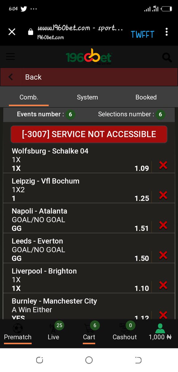 NaijaRedFan's tweet photo. @Official1960Bet why am I getting this anytime I want to make a bet? https://t.co/4zHrYgWI4n