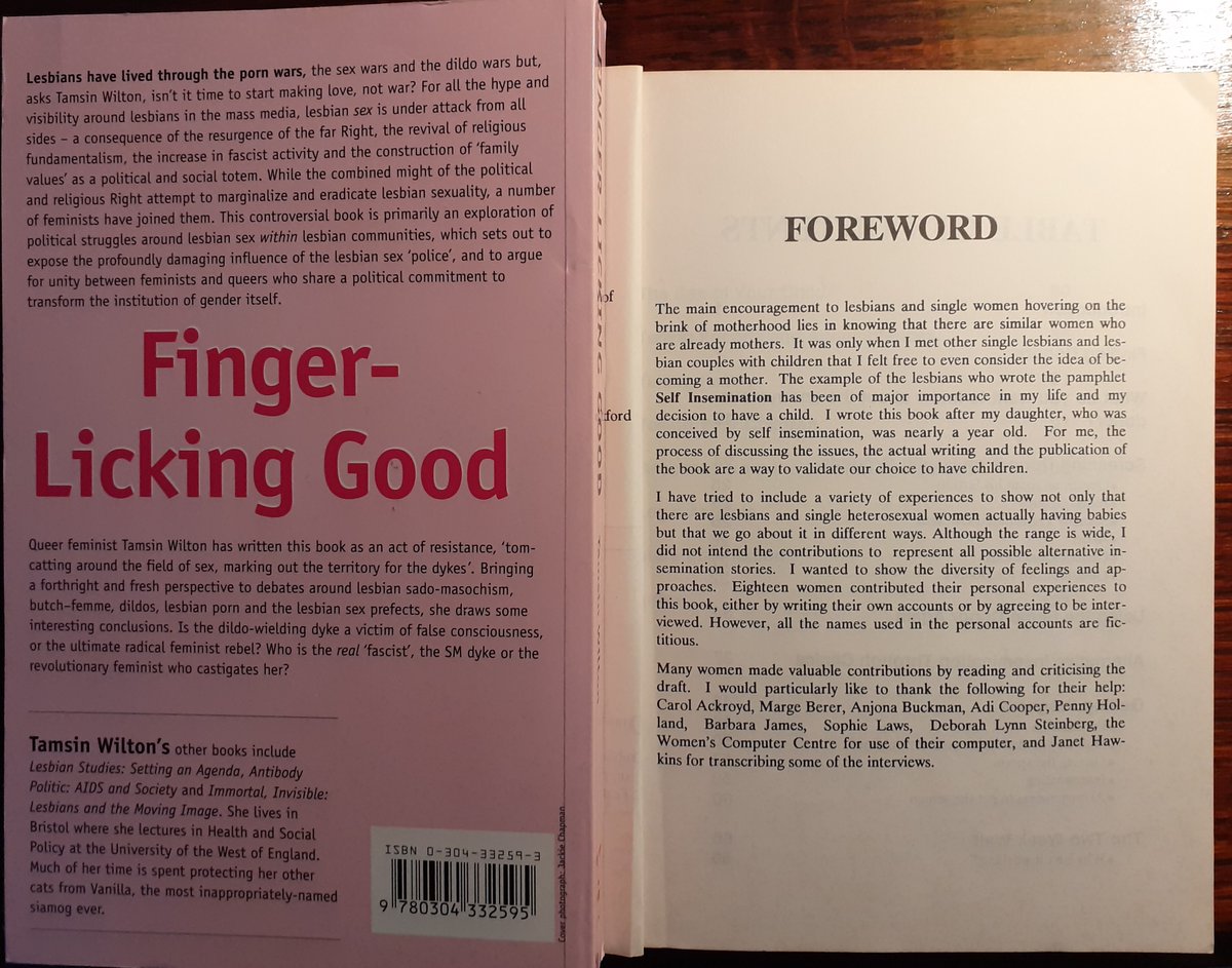 Day 3  #LGBTHM21   & I'm thinking about contrasting visions of  #queer women's health encapsulated by two rather different books. 'Finger Licking Good: The ins & outs of lesbian sex' 1996, & 'Getting Pregnant Our Own Way: A guide to alternative insemination', 1987.  #histsex 