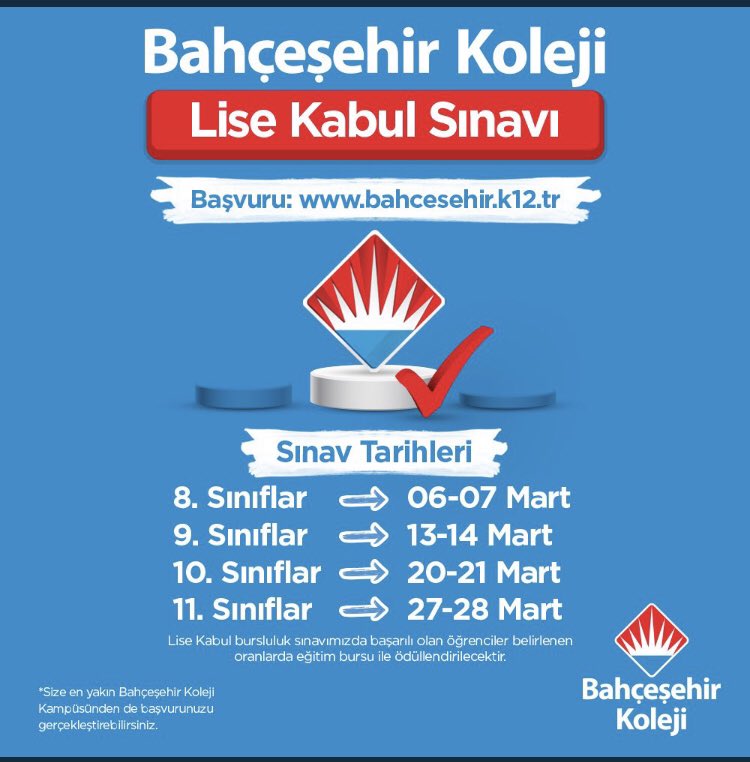 🎯Hayal ettiğin geleceğe doğru yerden başlamak #SeninTercihin 

Bahçeşehir Koleji “Okula Kabul Sınavı” ve “Lise Kabul Sınavı” Başvuruları Devam Ediyor!

⚠️ Sınavlarımız online olarak gerçekleşecektir.

Şimdi Başvur! 👉🏻 bahcesehir.stoys.co/sinavkayit

#bahçeşehirkoleji