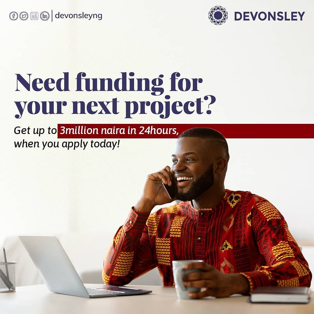 TrivesNG's tweet photo. Don't let funding delay your projects, you have access to quick loans with us..
Get up to 3 Million naira in 24hours by sending a mail to sales@devonsley.com to get started..
#DevonsleyNG #DevonsleyNGLoans #Quickloan #ibadan #moneymoneymoney #abuja #lagosnigeria https://t.co/8F3AbK935t