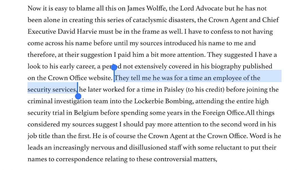 indyscotnews's tweet photo. “He is of course the Crown Agent at the Crown Office. Word is he leads an increasingly nervous and disillusioned staff with some reluctant to put their names to correspondence relating to these controversial matters...” 
#DavidHarvie #CrownAgent Blog link: https://t.co/RO2wJ0scCD https://t.co/YzILJyWFGS