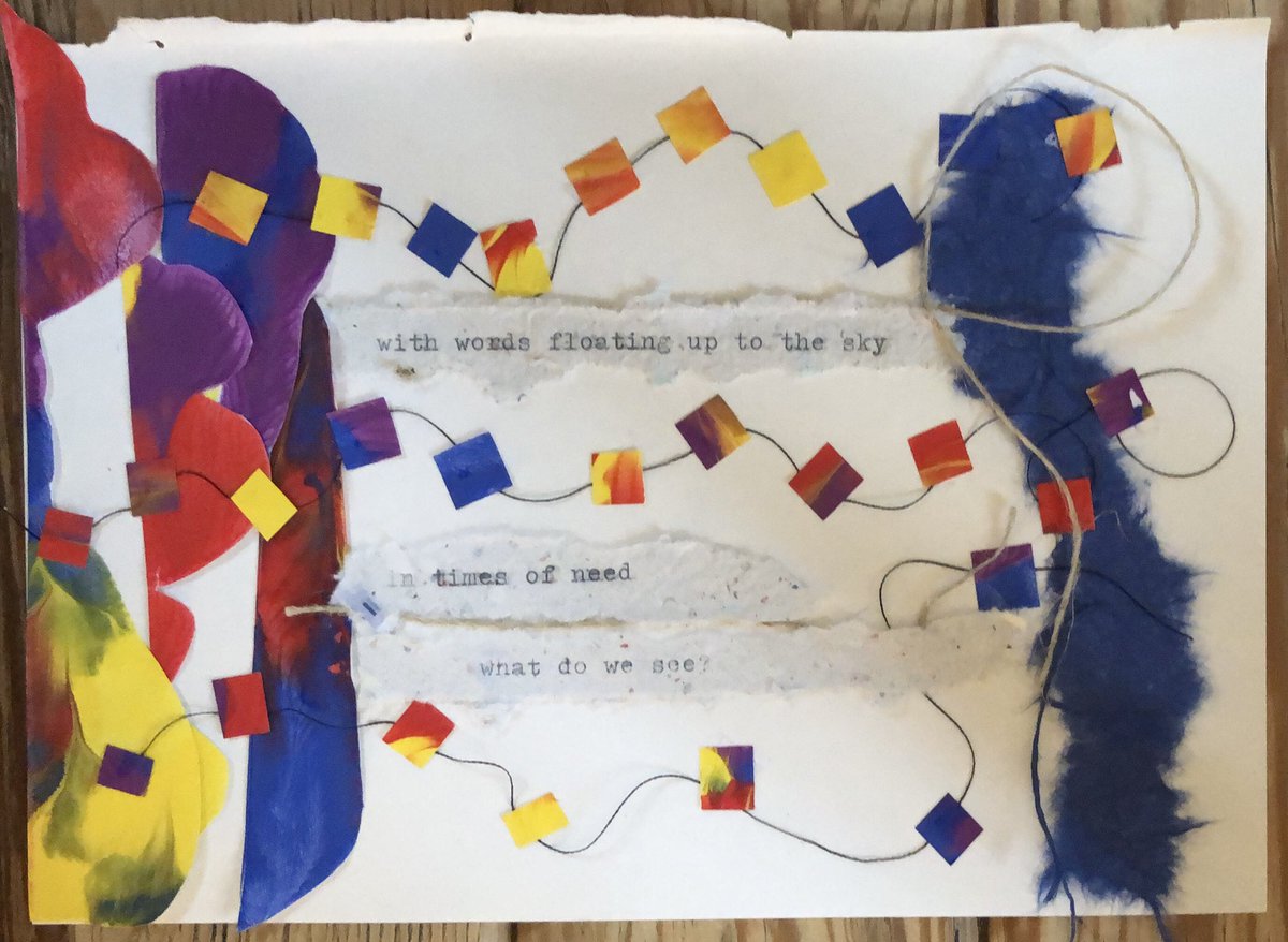 TheSmallStudio's tweet image. ‘With words floating up to the sky, in times of need, what go we see?’ #arttherapy #arttherapycollaboration #responseartmaking #thesmallstudio