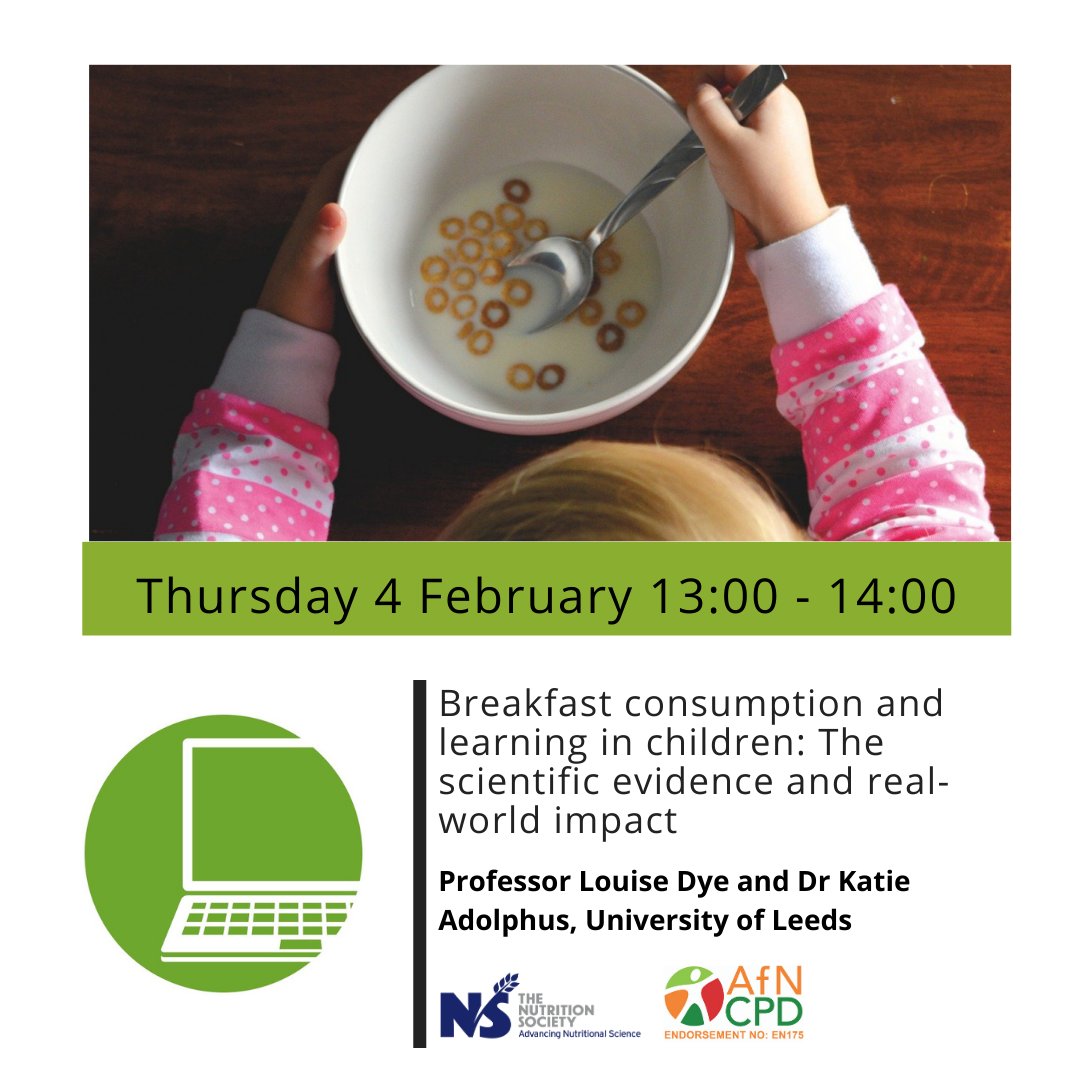 NutritionSoc's tweet photo. There is still time to register for tomorrow's complimentary lunchtime webinar discussing the scientific evidence linking breakfast to cognitive function, academic performance @louisedye and @DrKatieAdolphus Registration is FREE
https://t.co/dh8bDuqZTo #cpd #breakfastbill https://t.co/ZicytpRGih
