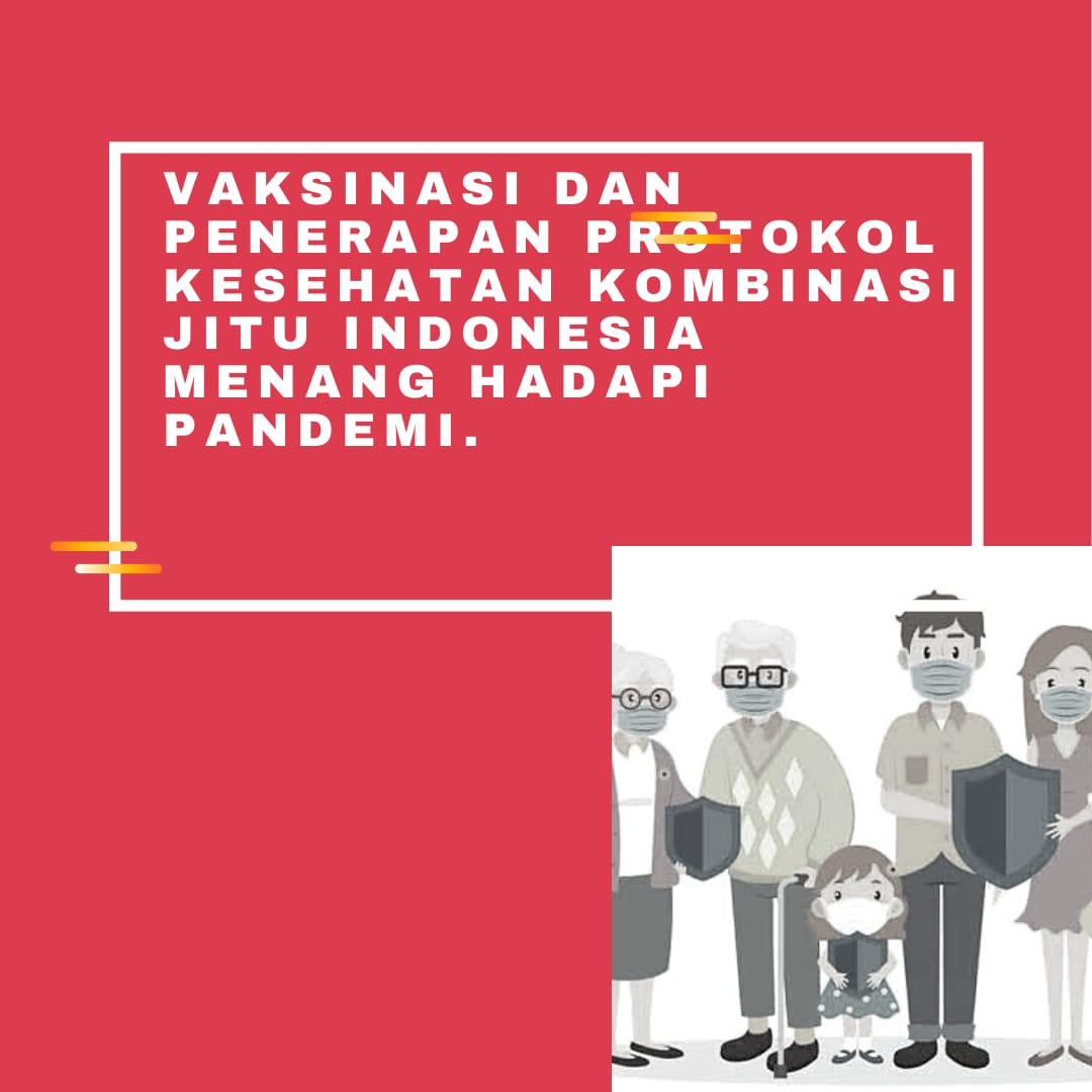 Kebijakan Kemenkes bersama stakeholder yg lain dlm menangangi pandemi ini juga harus diikuti oleh seluruh masyarakat yaitu tentang vaksinasi dan Protokol Kesehatan, karena vaksin dan prokes kombinasi yg pas untuk mencegag penyebaran C0vid-19.