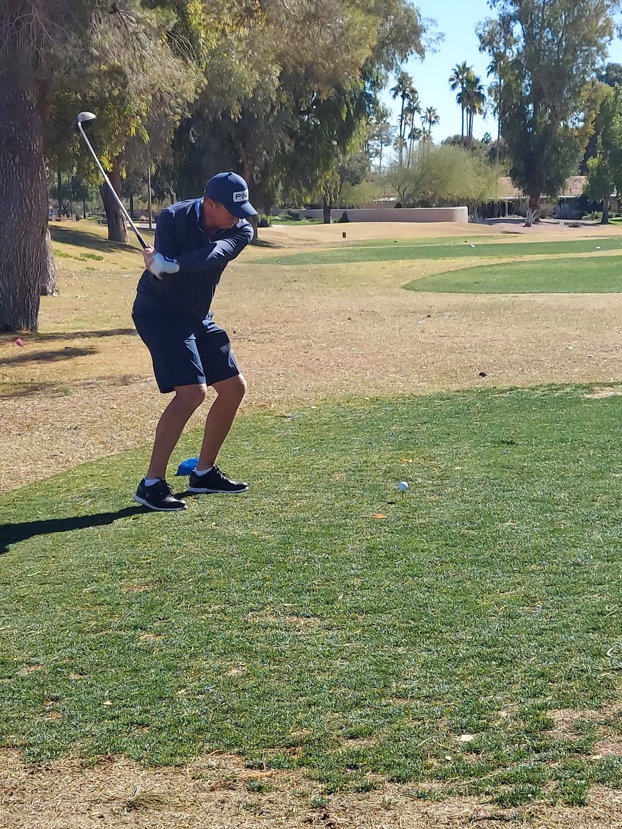 Monday legend MJ Daffue in the practice round Sunday.