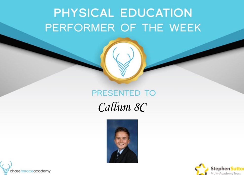 CTA_PE's tweet photo. Congratulations to Callum on being successfully nominated for 'PE Performer of the Week.' Callum has demonstrated high engagement and shown a lot of enthusiasm towards PE.
Nominations were: Olivia 7P, Jake 7P, James 7H, Grace 9P and Amy 11N.
@The_CTA_Way #TheCTAWay #CTAPE https://t.co/rU8DsWxYWB