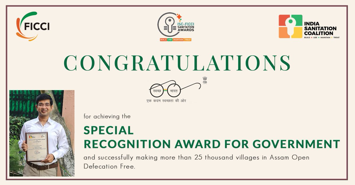 indsancoalition's tweet photo. Here is Mr.Siddharth Singh, the Mission Director for Swachh Bharat Mission Assam respected with the Special Recognition Award for Government. We at ISC Conclave honor the endeavors of the Government of Assam for their excellent work.
#ISCConclave2020 #ISC #winners #Conclave https://t.co/lkBexrATcA