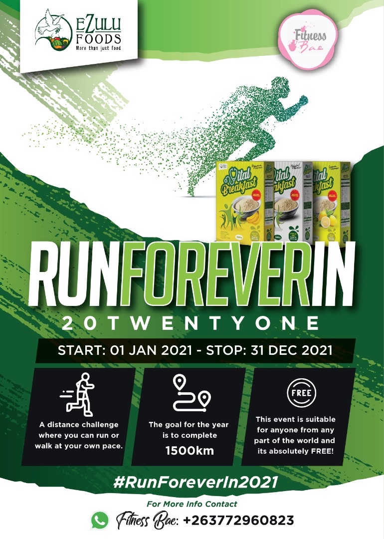 EZuluLife's tweet photo. #AHealthyYou
We have teamed up with
#FitnessBaeZim in the #RunForeverIn2021 challenge
to run/walk 1500km this year, at your own pace and time. Winners shall receive an EZulu Healthy Hamper
#ChooseHealthiness
#ChooseEzuluFoods
@FitnessBaeZim
@mpumiglobal
@KekanaModjadji https://t.co/cjUAFRWY3x