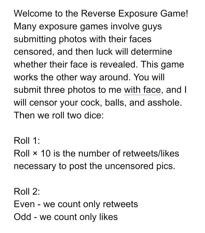 ReverseExposure's tweet photo. Introducing the Reverse Exposure Game! The rules are included in the notes attached to this tweet. Contact reverseexposuregame on kik in order to play. https://t.co/G6nHvbEDma