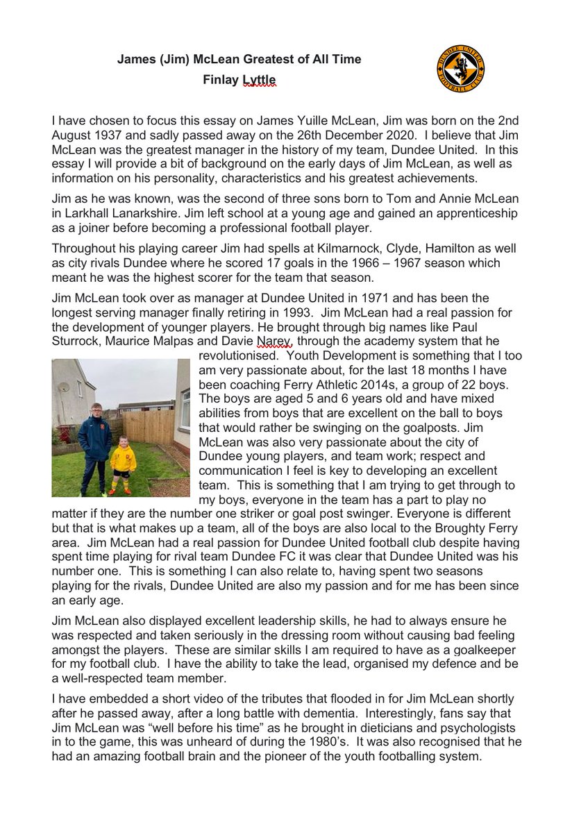 Researching and creating persuasive essays on the greatest of all time  focusing on  @DundeeFC and  @dundeeunitedfc greatest, Bobby Cox and Jim McLean. Inspiring future generations is true greatness  #LearningThroughFootball  #DundeeLearning