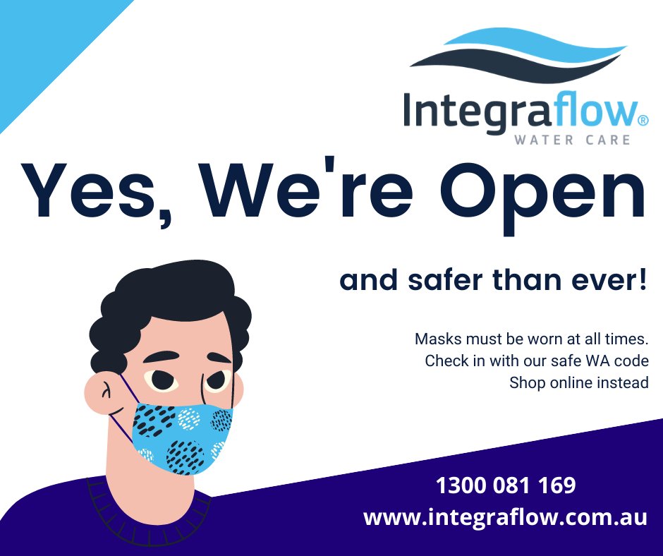 integraflow's tweet image. We are still open for business! We are continuing to operate under strict COVID-safe practices to assist with your essential water care needs during lockdown including contact-free servicing. For more info see our website or contact us on 1300 081 169
#covid #lockdown