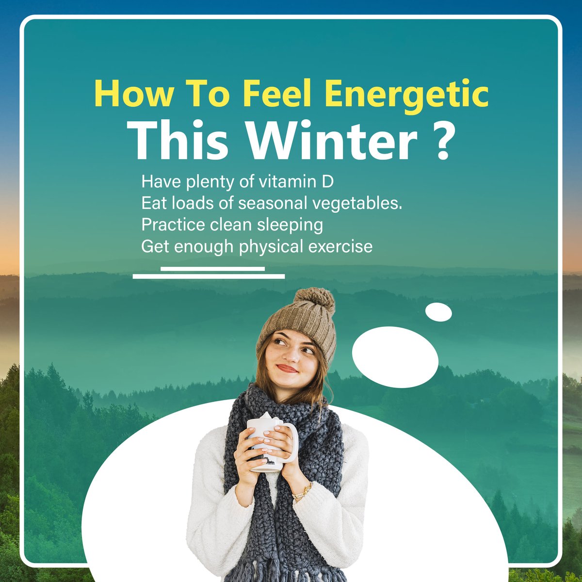 InventorMunir's tweet photo. How to feel energetic this winter?
1) Have plenty of vitamin D
2) Eat loads of seasonal vegetables.
3) Practice clean sleeping
4) Get enough physical exercise
#health #healthylife #immune #immunesystem #munirkhan #cancertreatment https://t.co/9buwn3gPcw