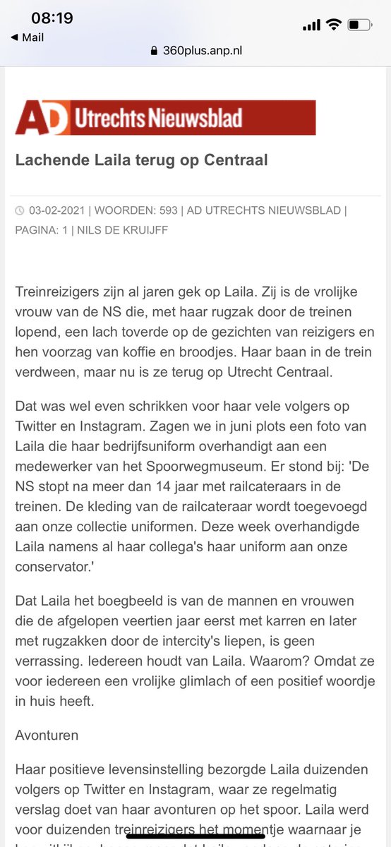 Lieve <a href="/Lailaa39/">Lailaa</a> zou willen dat ik elke dag met jou mocht samenwerken. Dank voor alle leuke gesprekken en interviews. Zodra het weer kan kom ik bij je langs <a href="/Kiosk_NS/">Kiosk</a> op spoor 11 💛💙