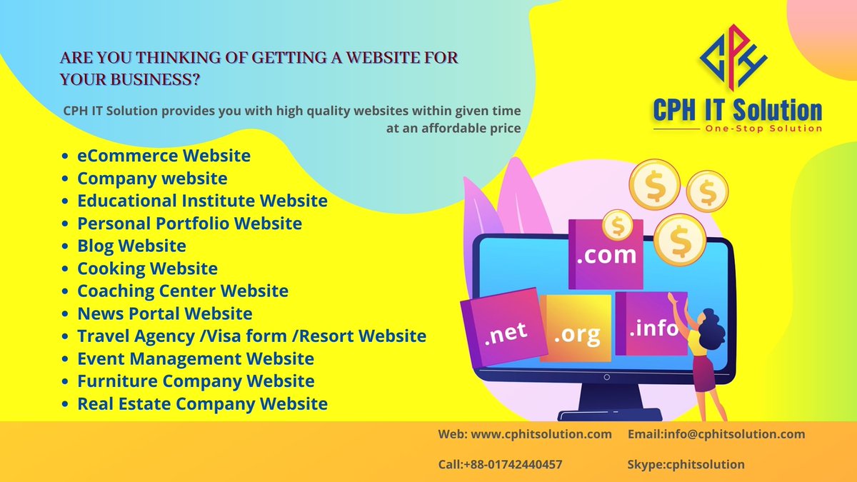 cph_it_solution's tweet image. #CPH_IT_Solution provides you with #high_quality_websites  and #responsive_websites within given time at an affordable price. 
We have team of #experts who work 24/7 in shifts to help get you your own website. #Bangladesh #website_design_and_development service.