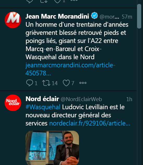 HumourWasquehal's tweet photo. #Wasquehal : 
Avec deux infos qui se suivent à l'écran, mon fil tweeter indiquerait-il un lien de cause à effet ? 

#Coincidence? #JeNeCroisPas https://t.co/01qiWPARNk