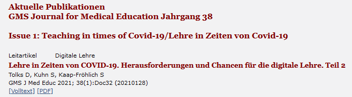Das wahrscheinlich größte Sonderheft aller Zeiten: der zweite Teil unseres Schwerpunktheftes "Lehre in Zeiten von Covid-19" mit 77 Beiträgen wurde veröffentlicht. Vielen Dank an alle Beteiligten! <a href="/SylviaKaap/">Sylvia Kaap-Fröhlich</a> <a href="/digitalmedizin/">Teach-Different</a> 
 #coronacampus @GMAaktuell tinyurl.com/18hj8neb