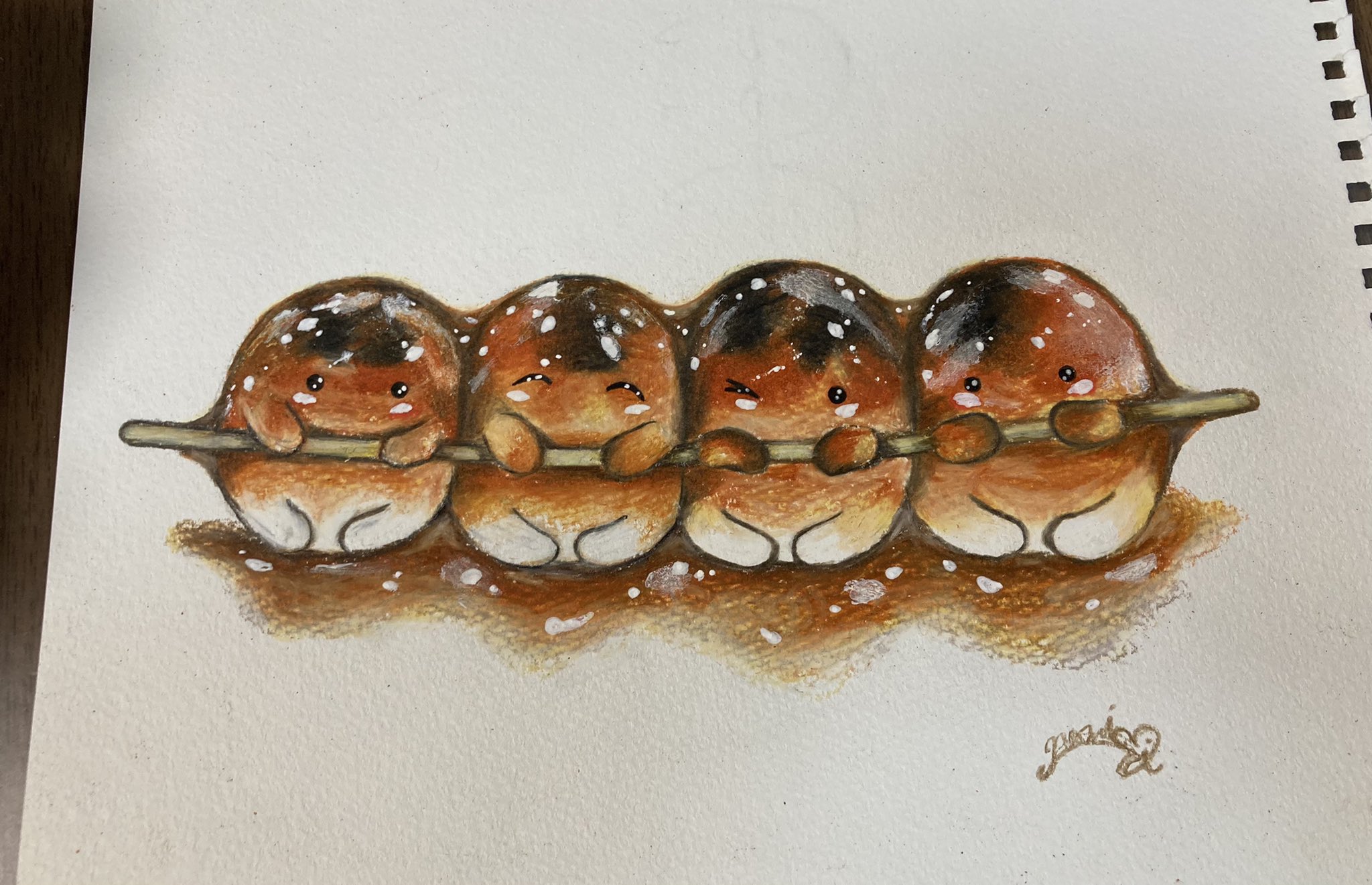 Minamike みたらし団子 絵描きさんと繫がりたい 色鉛筆 みたらし団子 みたらしだんご アナログイラスト 手書きイラスト T Co Nxg9ungitn Twitter