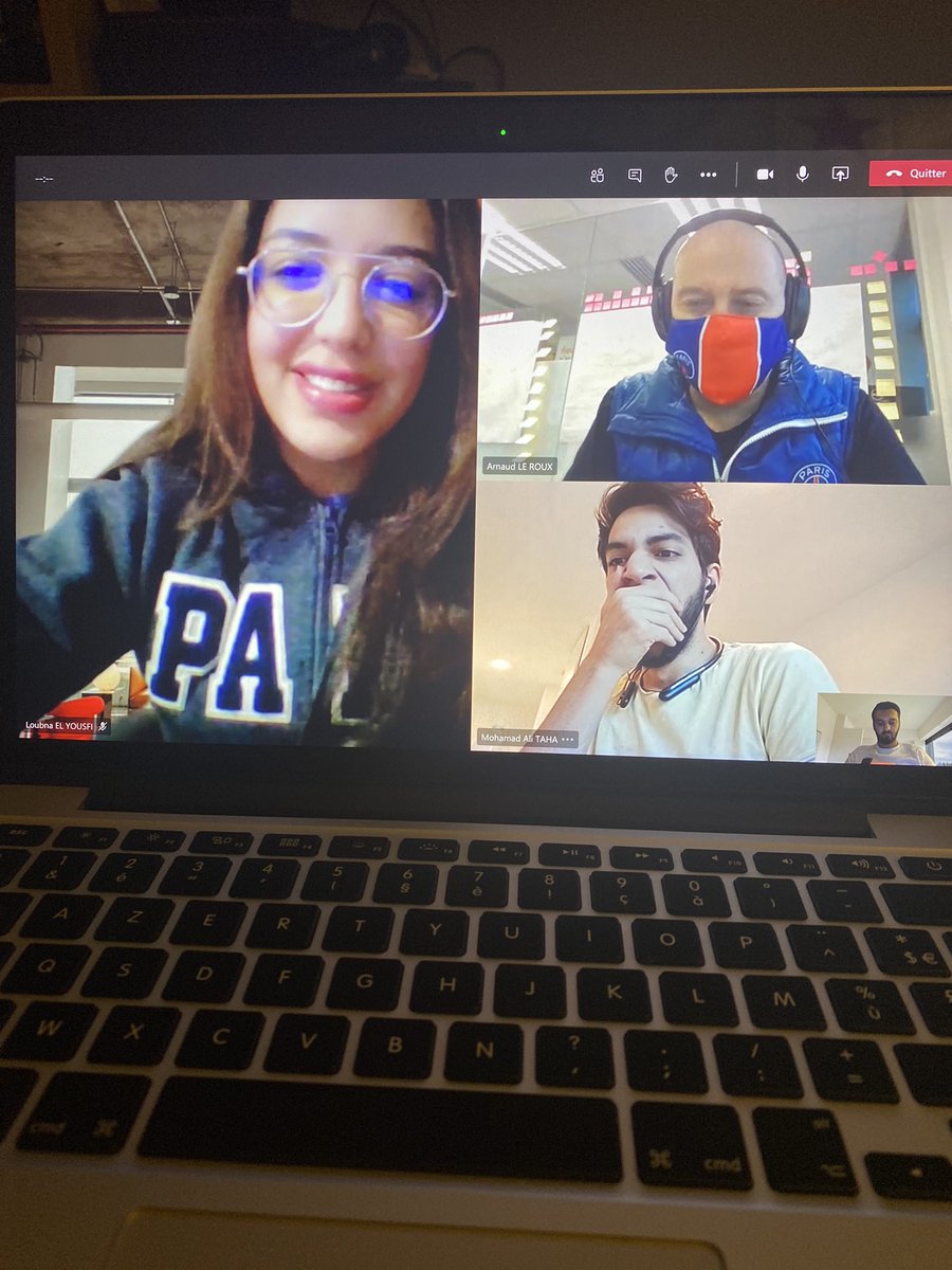 #backtowork avec un <a href="/TahaMohamadAli1/">Mohamad Ali Taha</a> fatigué par la charge de travail intensive du @MBADMB, <a href="/LoubnaElYo/">Loubna El Yousfi</a> toujours avec le sourire et notre ultra parisien <a href="/ArnaudLeRoux/">LE ROUX Arnaud</a> aux couleurs du <a href="/PSG_inside/">Paris Saint-Germain</a> 🔵🔴 #icicestfiouly #pcj